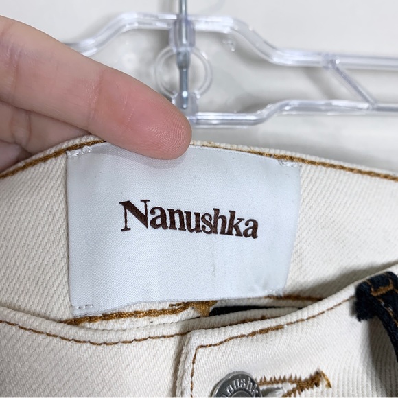 Nanushka Kemia Two Tone Straight Leg Jeans (Sz 24) Black / Cream - Picture 12 of 16